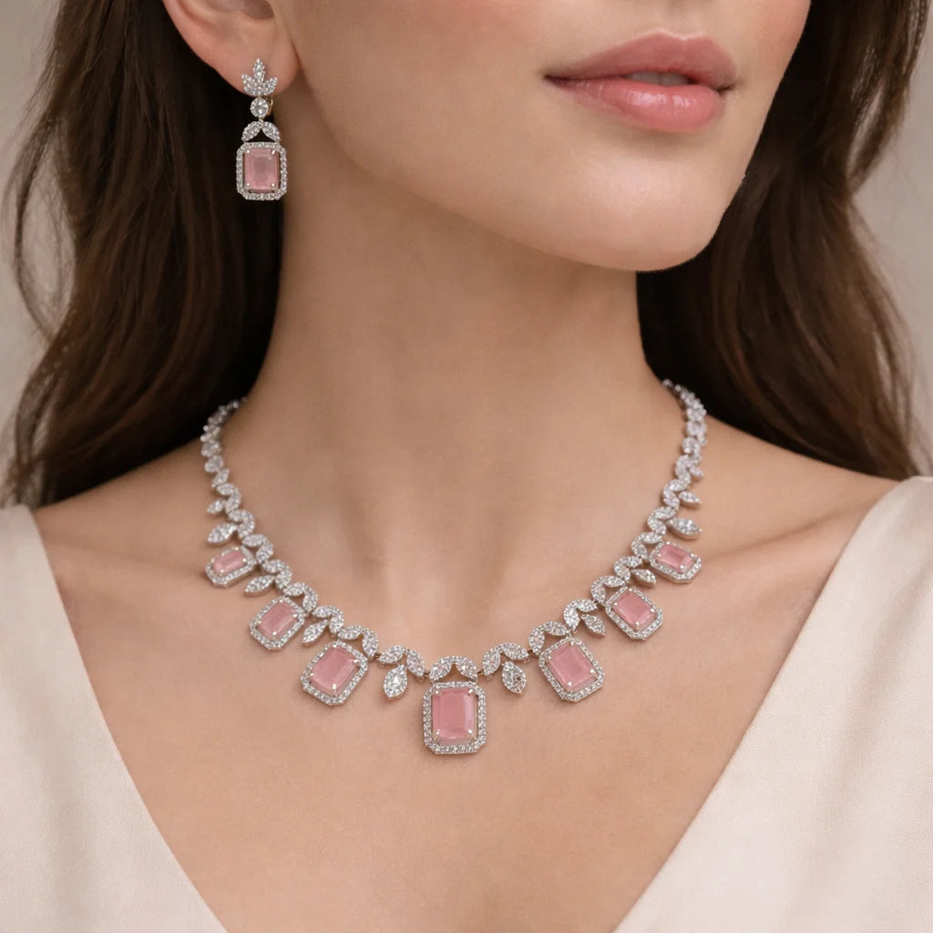 Astelle Rhodium Necklace Set 2