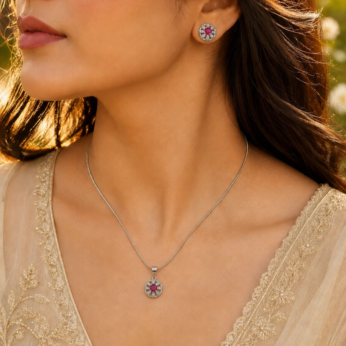 Aurelium Studded Pendant Set with Removable Snake Chain 2