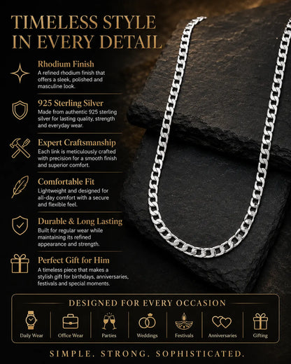 Aviator Rhodium Plated Chain for Men 3
