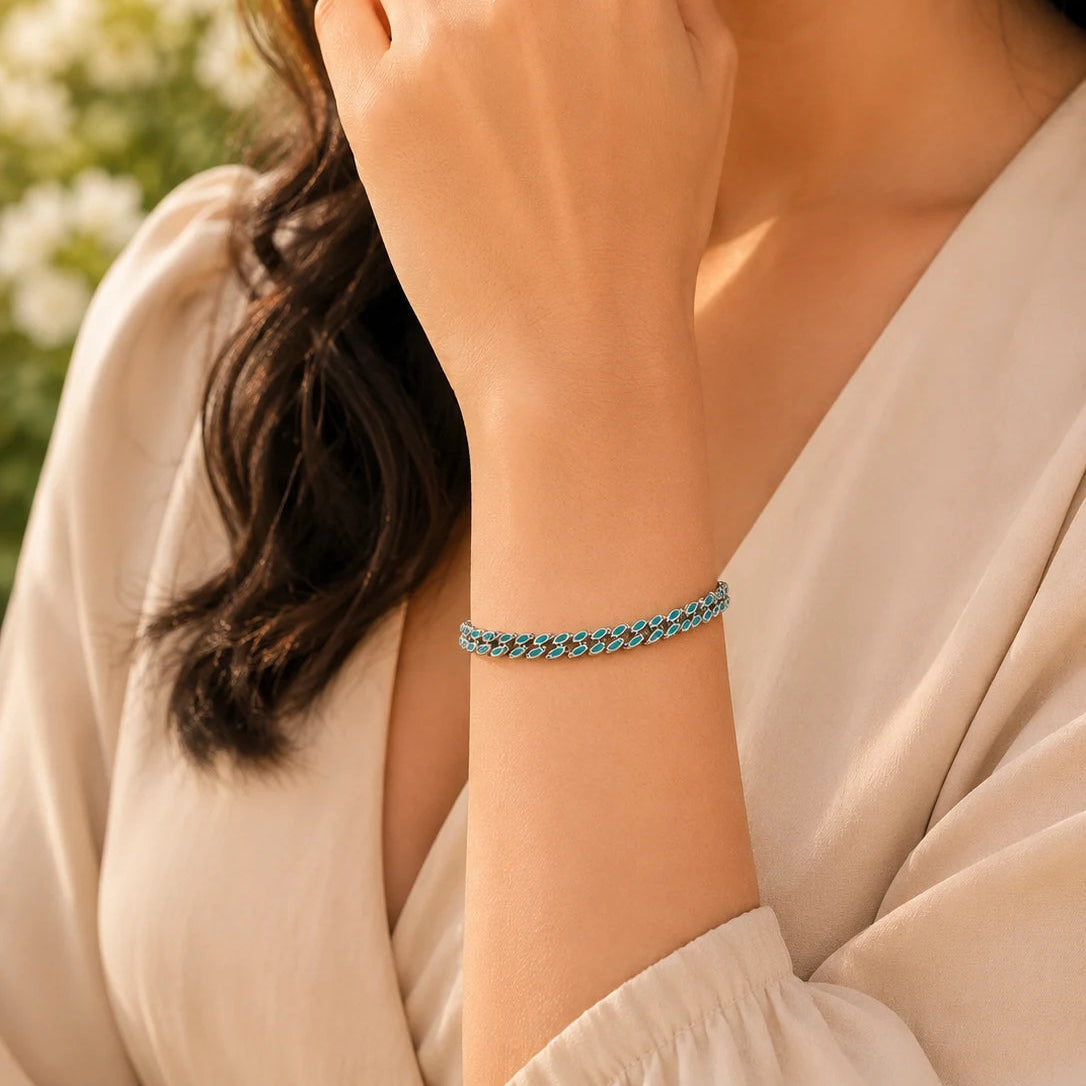 Azurri Studded Rhodium Bracelet for Women 2
