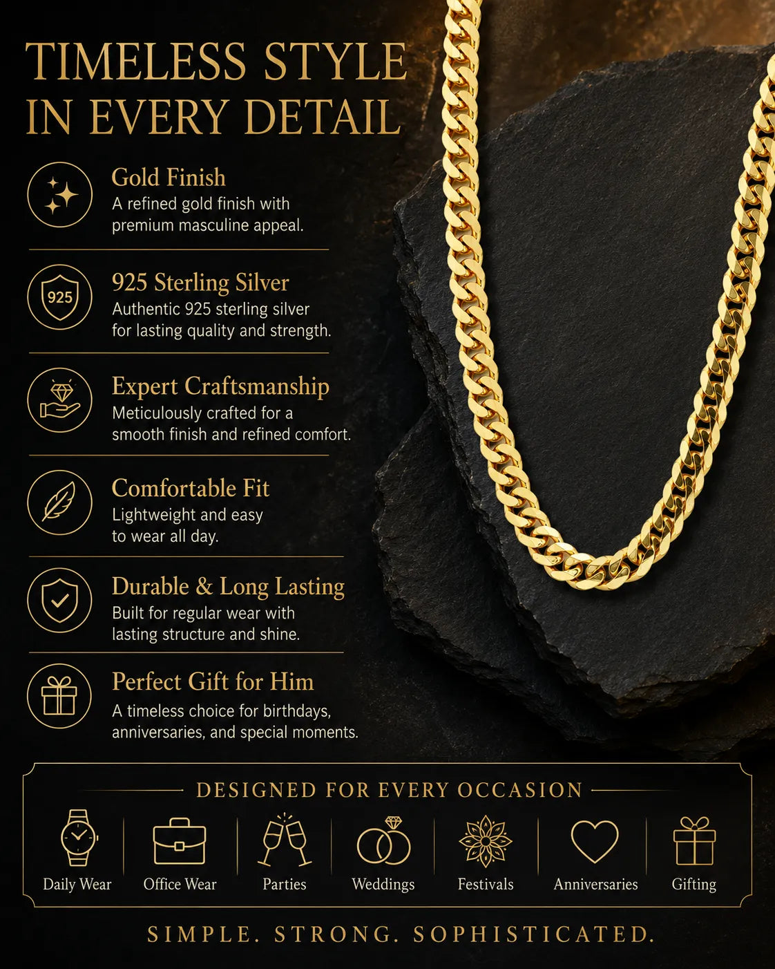 Big Brother Gold Plated Curb Chain for Men 3