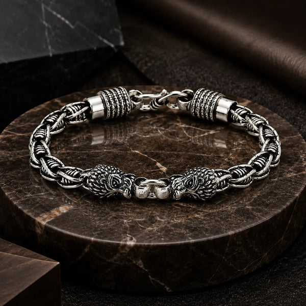 Big Cat Chunky Oxidised Bracelet for Men 