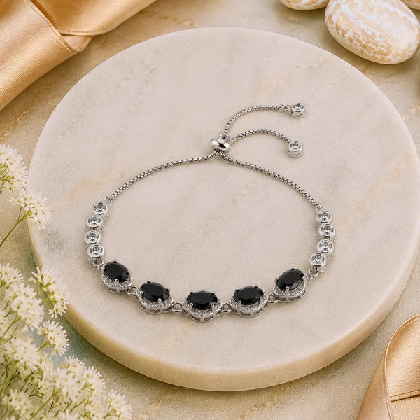 Black Radiance Studded Rhodium Bracelet for Women 1