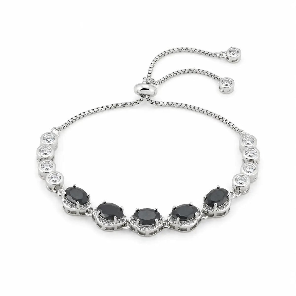 Black Radiance Studded Rhodium Bracelet for Women 4