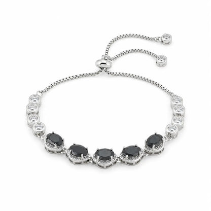 Black Radiance Studded Rhodium Bracelet for Women 4