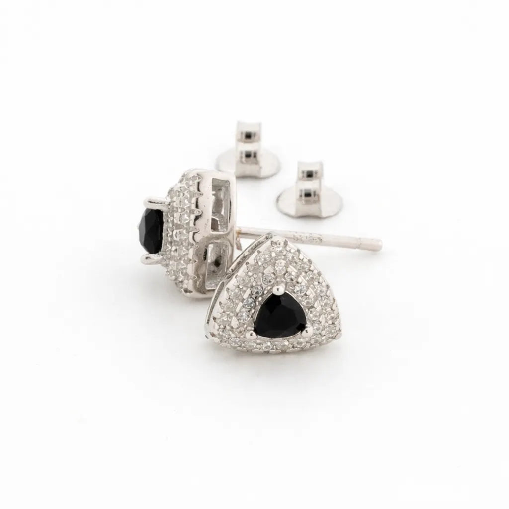Black Trielle Rhodium Earrings 10