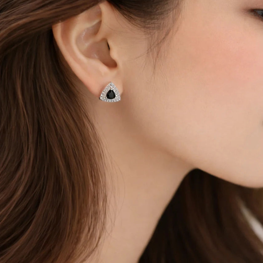 Black Trielle Rhodium Earrings 9