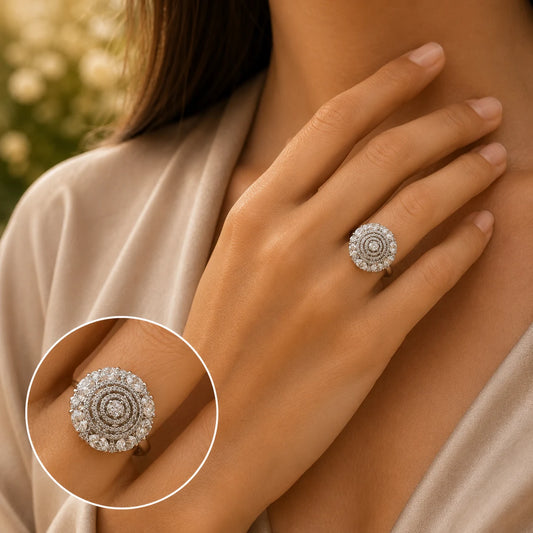 Blanca Adjustable Studded Cocktail Ring for Women 2