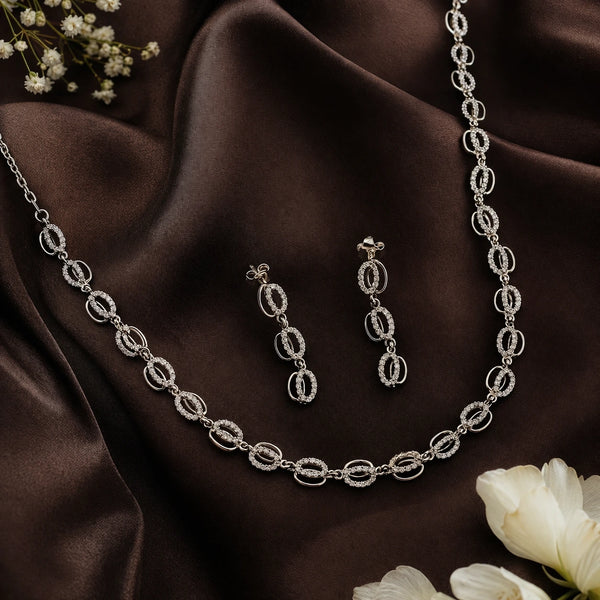 Bling Links Rhodium Necklace Set 1