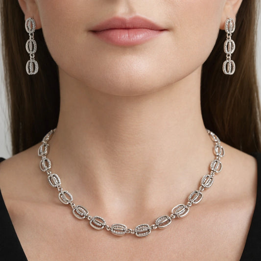 Bling Links Rhodium Necklace Set 2