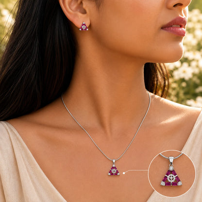 Blood Pyramid Studded Pendant Set with Removable Square Snake Chain 2