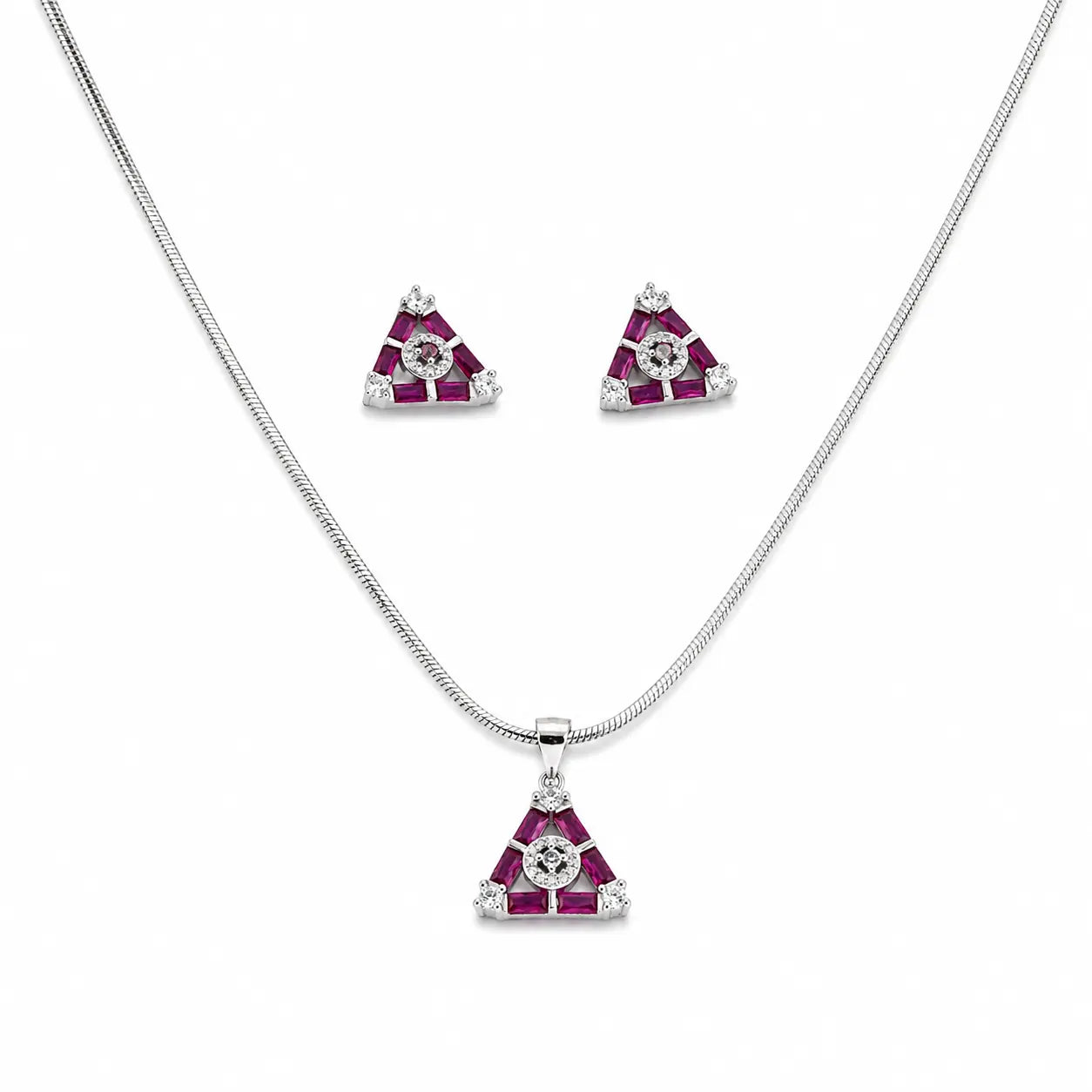 Blood Pyramid Studded Pendant Set with Removable Square Snake Chain 3