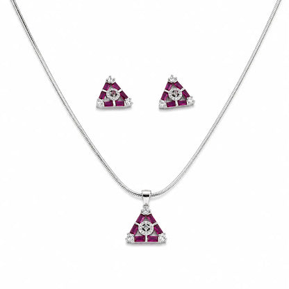 Blood Pyramid Studded Pendant Set with Removable Square Snake Chain 3