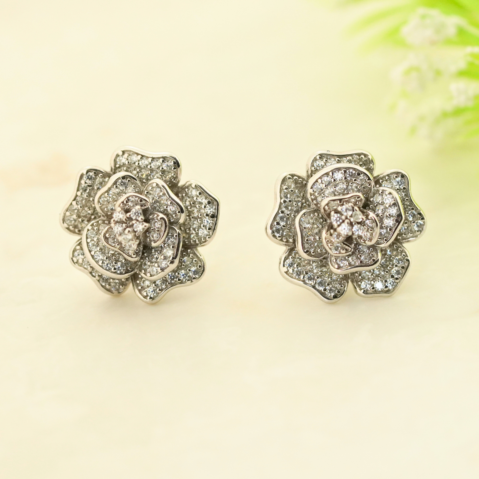 Bloom Rhodium Earrings 1