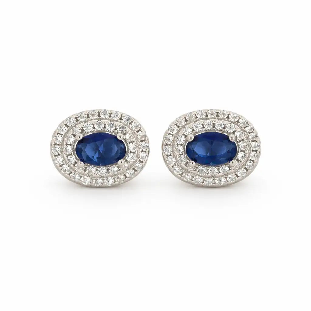 Blue Radiance Rhodium Earrings 10