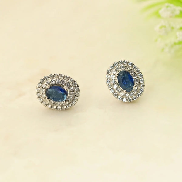 Blue Radiance Rhodium Earrings 8