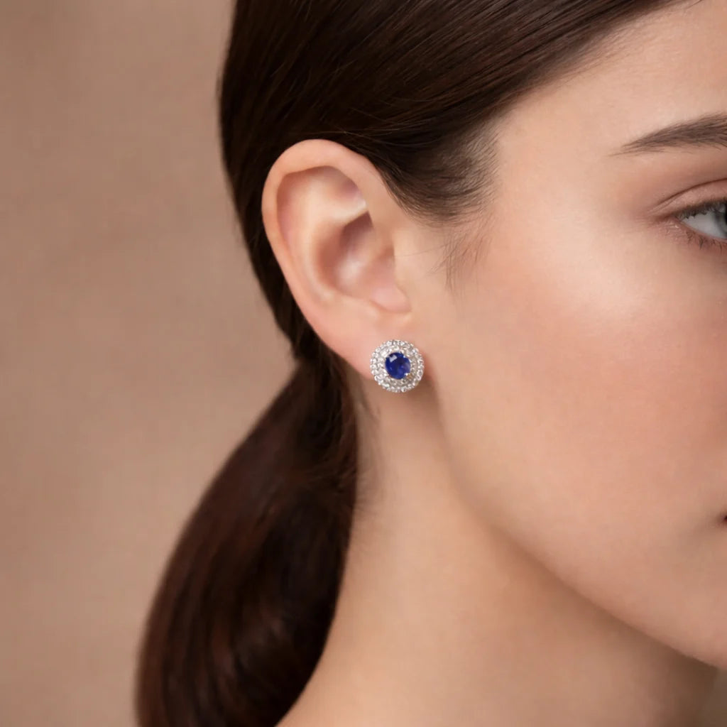 Blue Radiance Rhodium Earrings 9