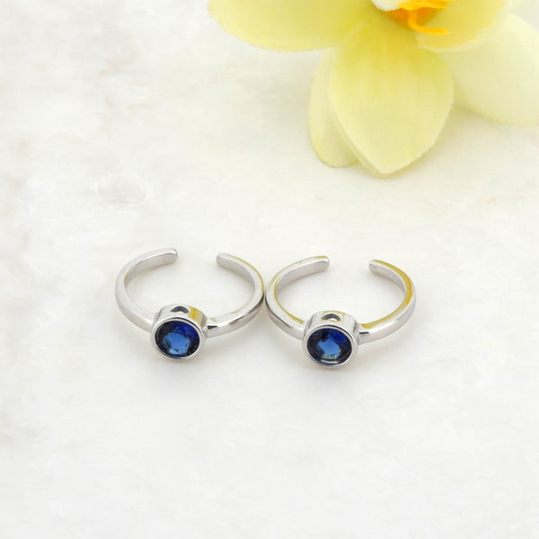 Blue Singularity Rhodium Toe Rings 1 