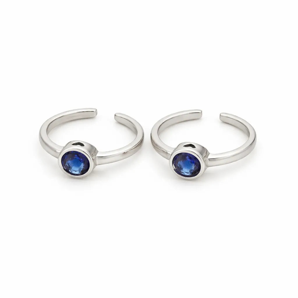 Blue Singularity Rhodium Toe Rings 9