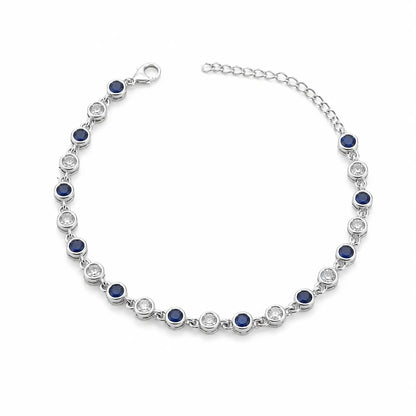 Blue & White Studded Rhodium Bracelet for Women 3