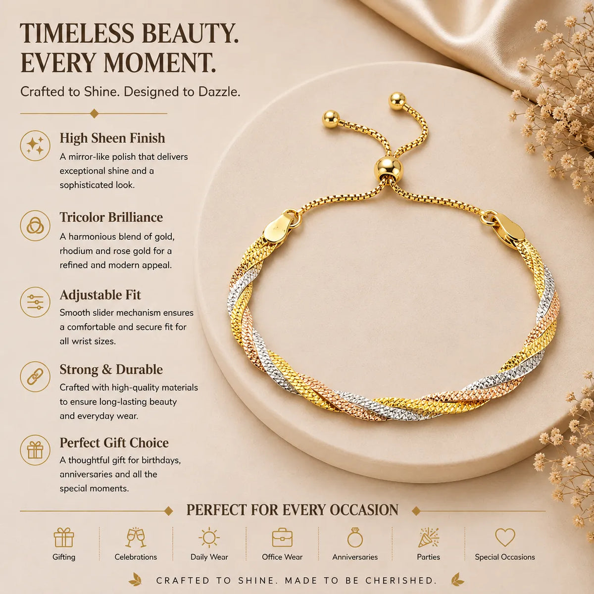 Braided Tricolor Bracelet for Women 3