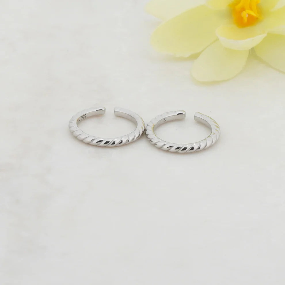 Braids Rhodium Toe Rings 6