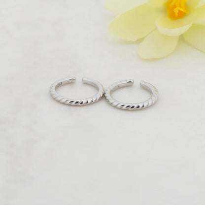 Braids Rhodium Toe Rings 6