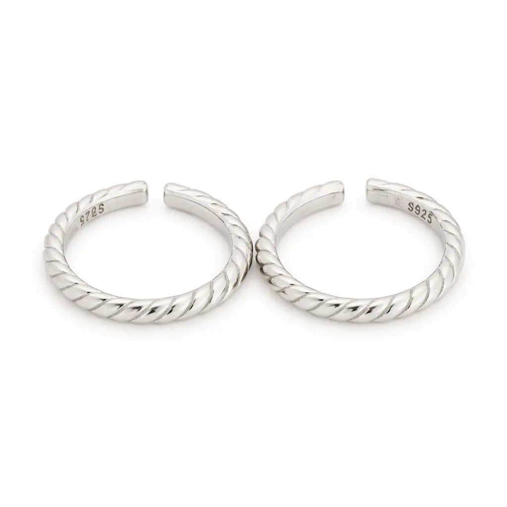 Braids Rhodium Toe Rings 9
