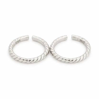 Braids Rhodium Toe Rings 9