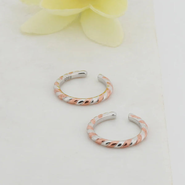 Braids Rose Gold + Rhodium Toe Rings 1