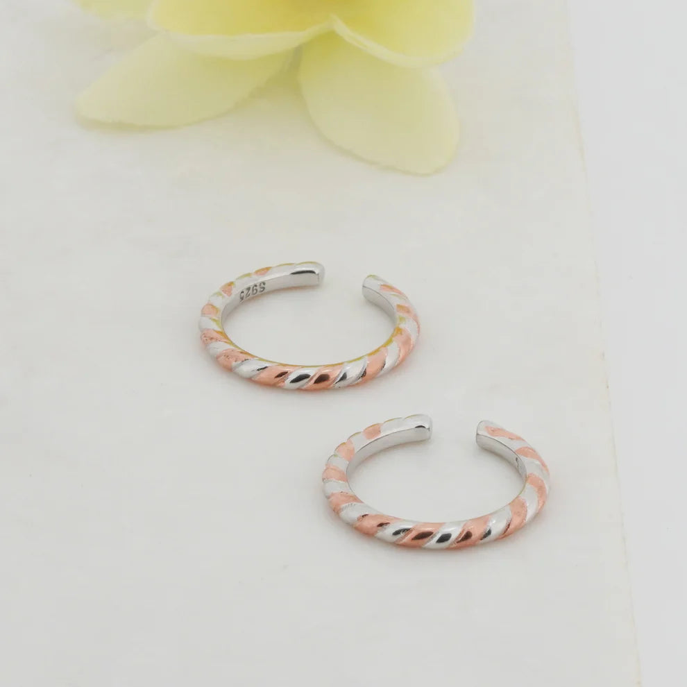 Braids Rose Gold + Rhodium Toe Rings 6