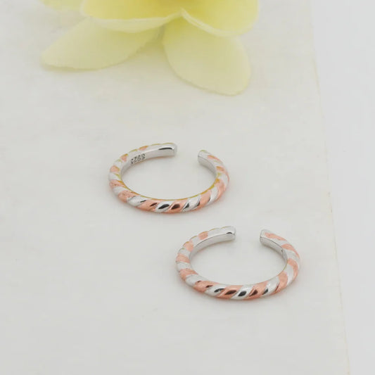Braids Rose Gold + Rhodium Toe Rings 6