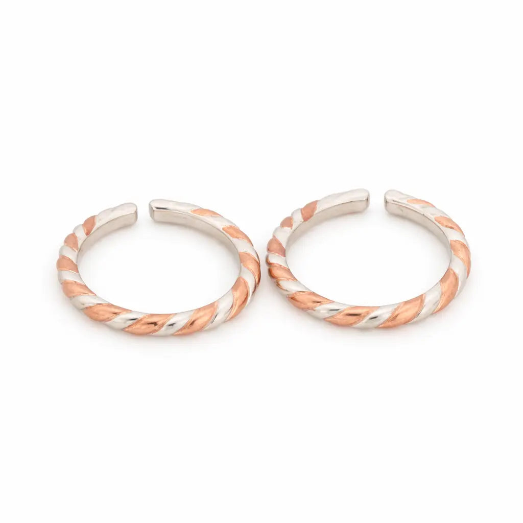 Braids Rose Gold + Rhodium Toe Rings 8