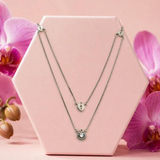Calista Layered Rhodium Necklace 1