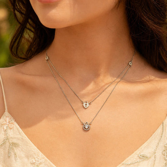 Calista Layered Rhodium Necklace 2