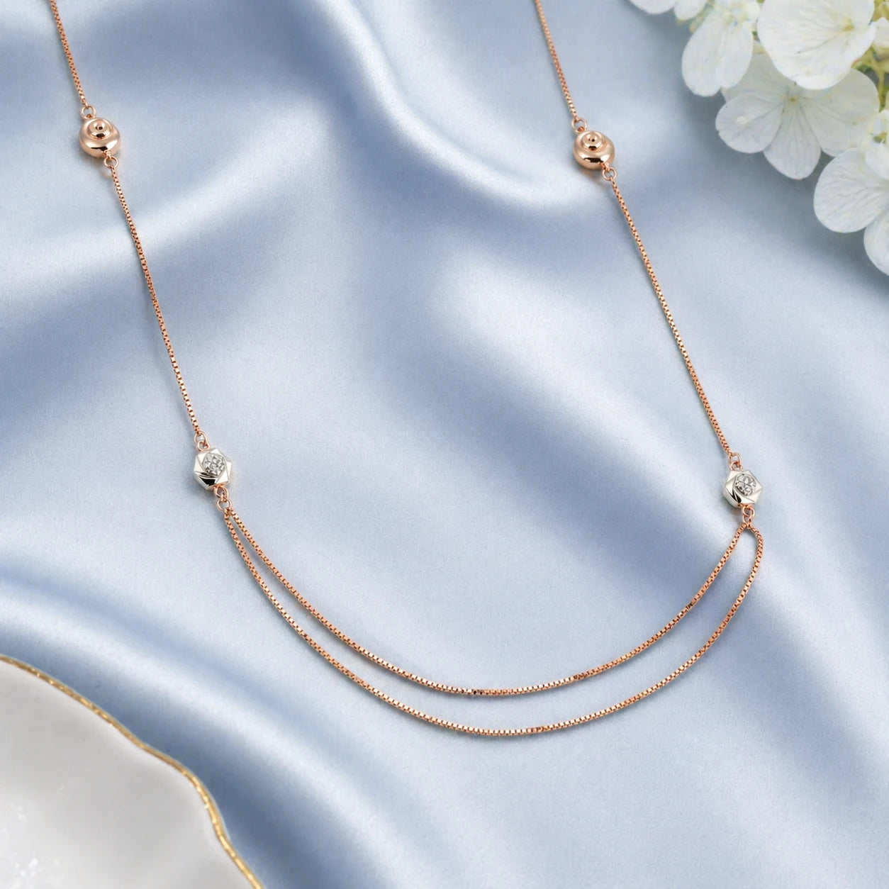 Candence Rose Gold & Rhodium Necklace 1