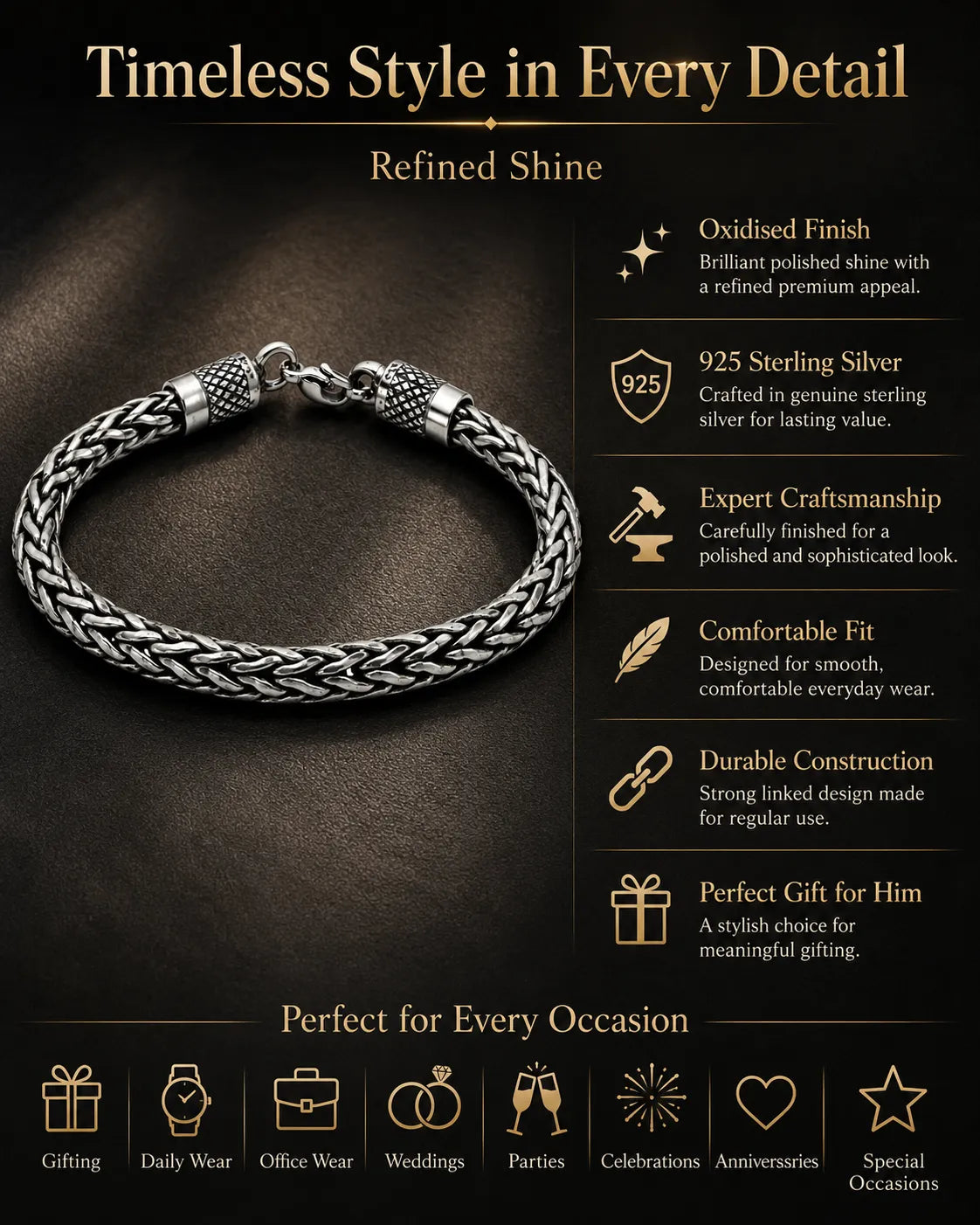 Viper Chunky Oxidised Bracelet for Men