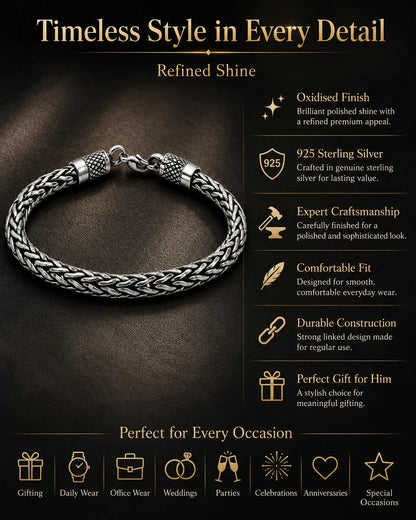 Viper Chunky Oxidised Bracelet for Men