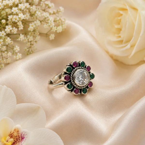 Chitra Oxidised Adjustable Ring for Women 1