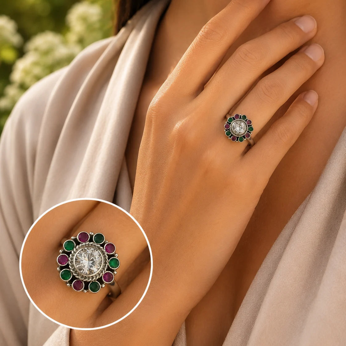 Chitra Oxidised Adjustable Ring for Women 2