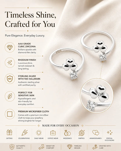 Clover Rhodium Toe Rings 3