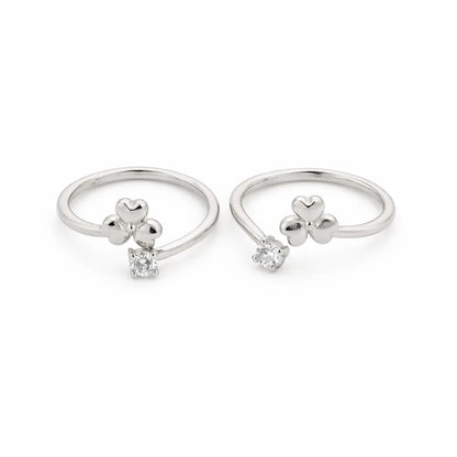 Clover Rhodium Toe Rings 9