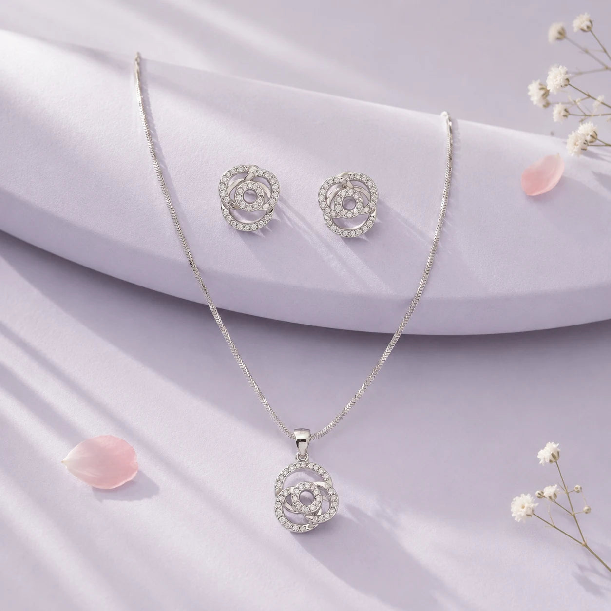 Colombo Studded Pendant Set with Removable Twisted Snake Chain 1