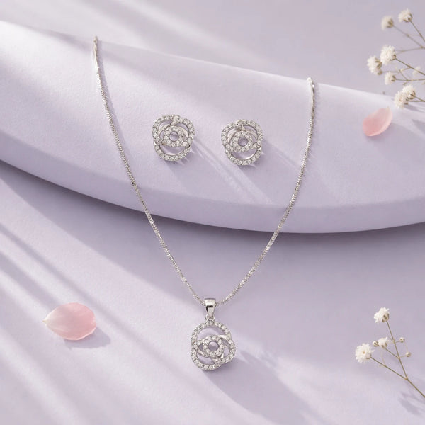 Colombo Studded Pendant Set with Removable Twisted Snake Chain 1