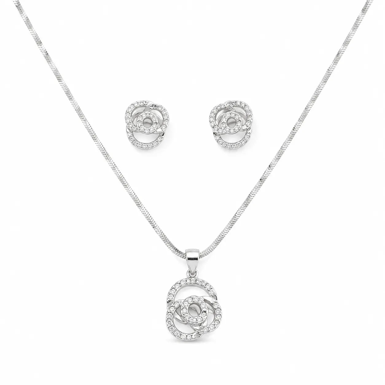 Colombo Studded Pendant Set with Removable Twisted Snake Chain 3