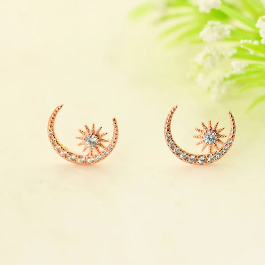 Cosmic Pair Rhodium & Rose Gold Earrings 1