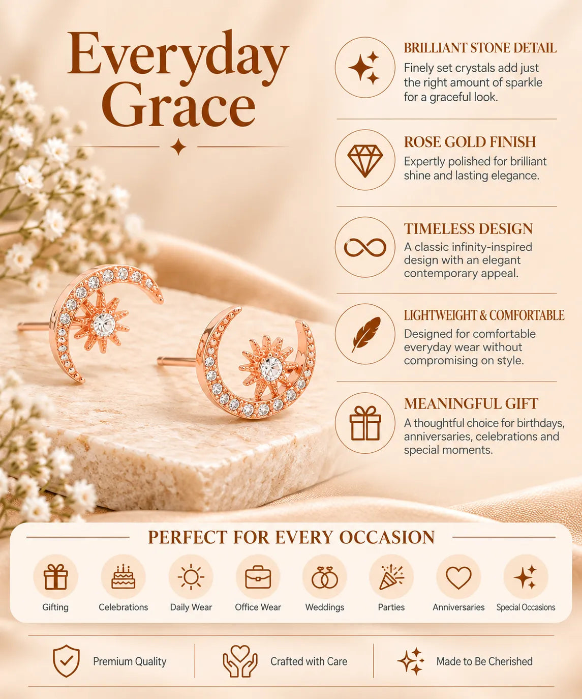 Cosmic Pair Rhodium & Rose Gold Earrings 3