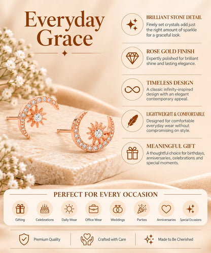 Cosmic Pair Rhodium & Rose Gold Earrings 3