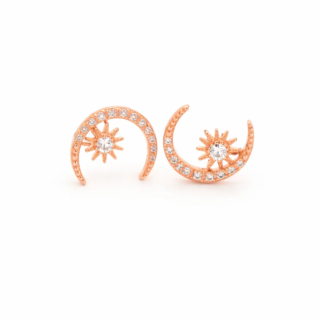 Cosmic Pair Rhodium & Rose Gold Earrings 4