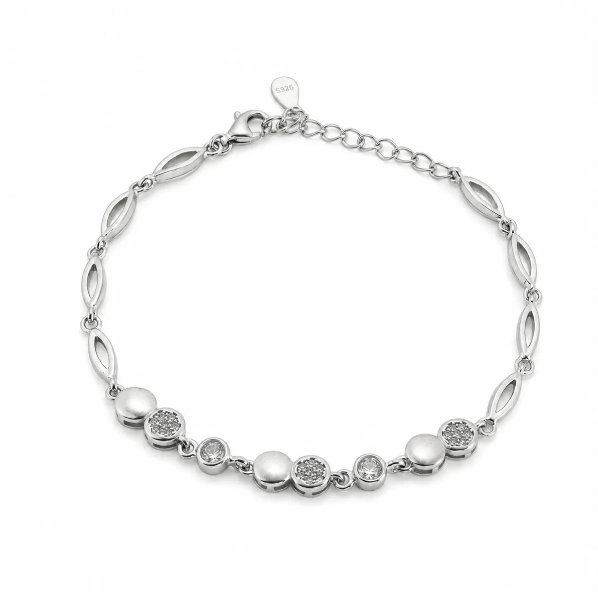 Coupled Studded Rhodium Bracelet for Women 4